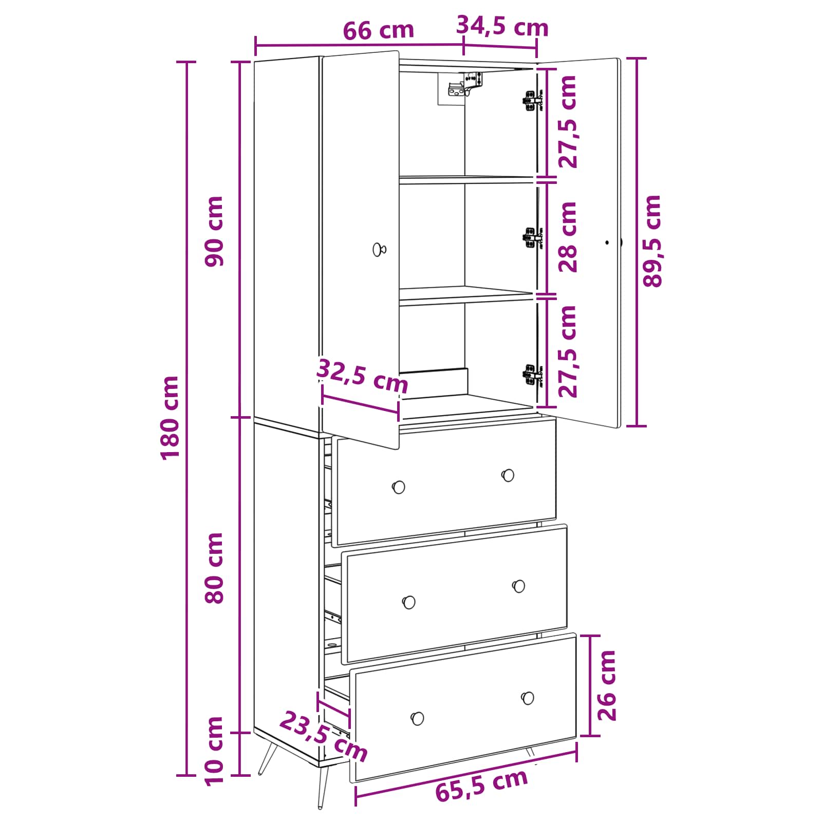 Set ormara 2 pcs Betonska siva 66 x 34,5 x 90 cm