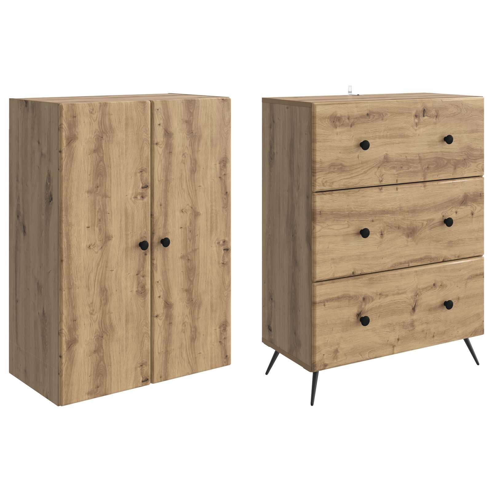 Set ormara 2 pcs Hrast artisan 66 x 34,5 x 90 cm