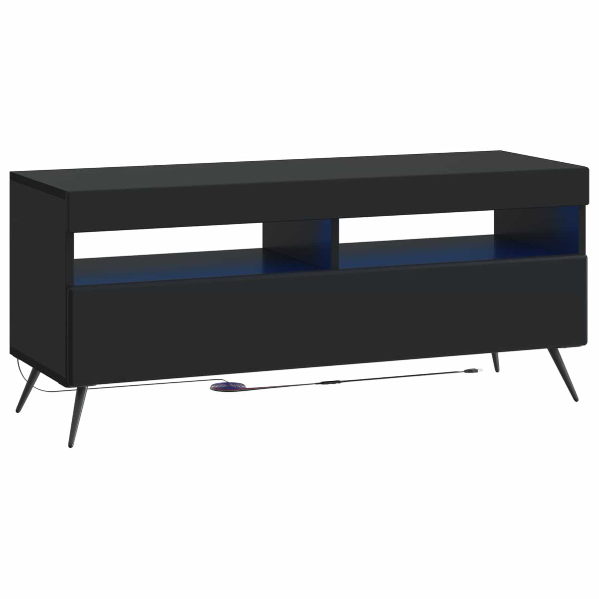5-dijelni LED TV ormarić Crna Konstruirano drvo