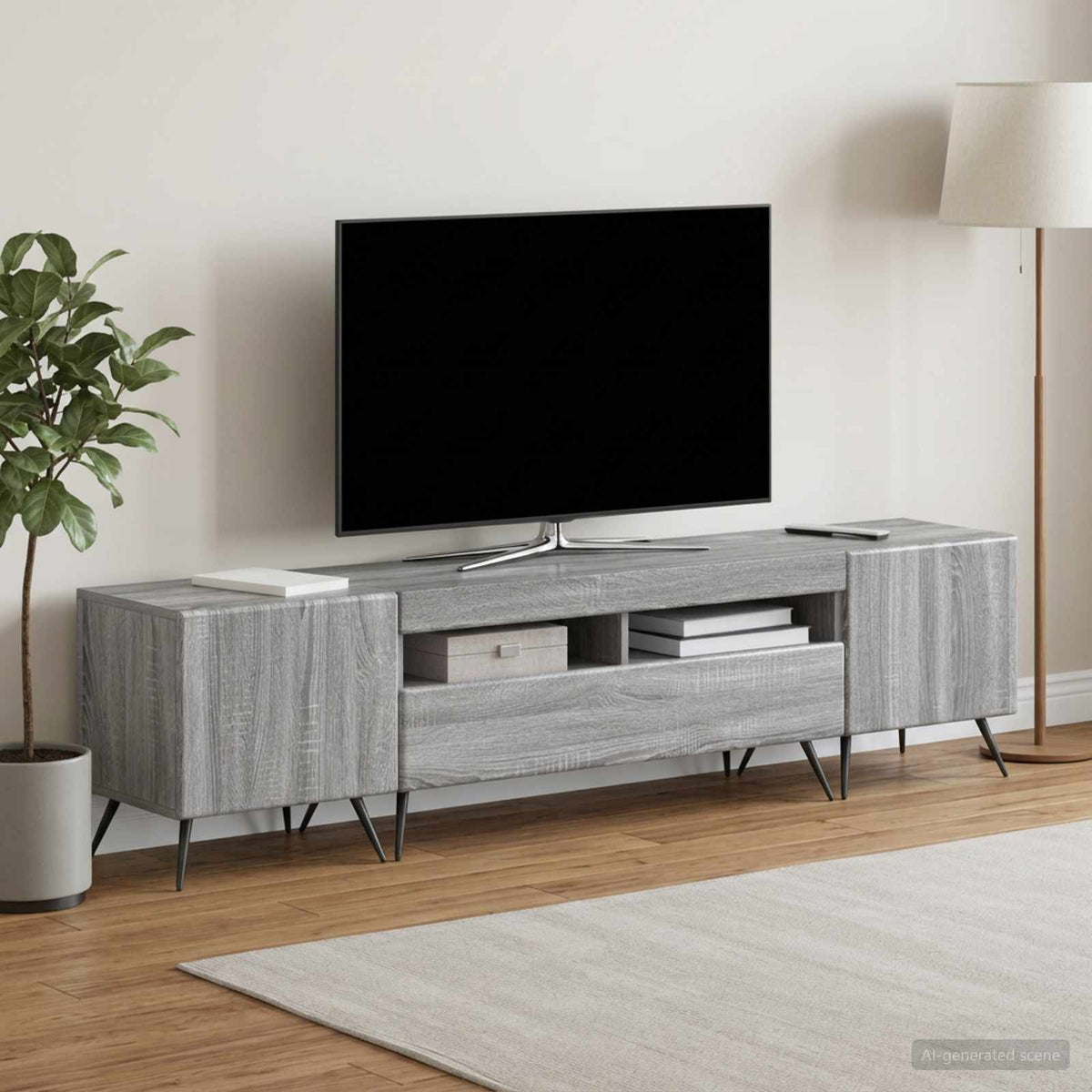 5-dijelni LED TV ormarić Siva Sonoma Konstruirano drvo