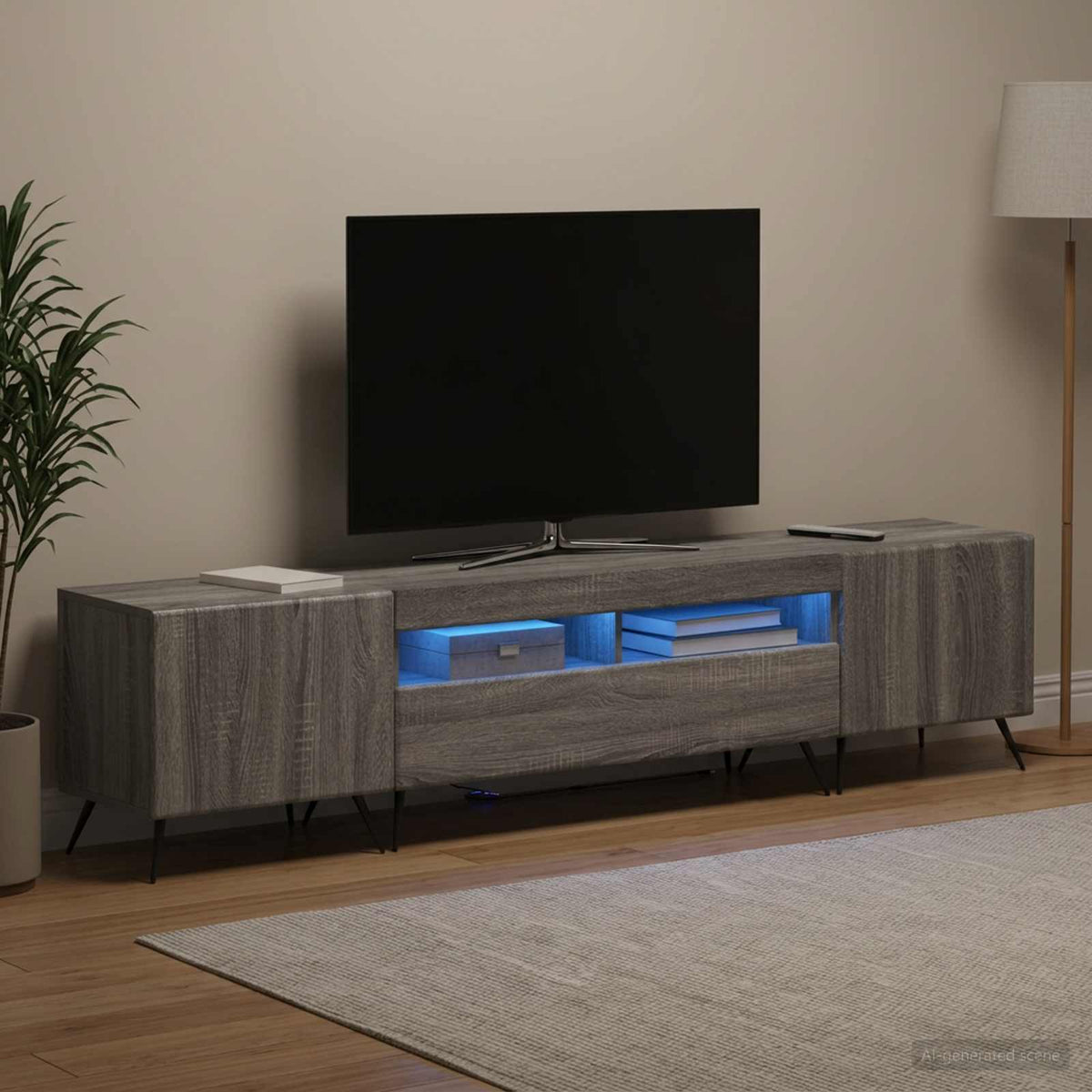 5-dijelni LED TV ormarić Siva Sonoma Konstruirano drvo