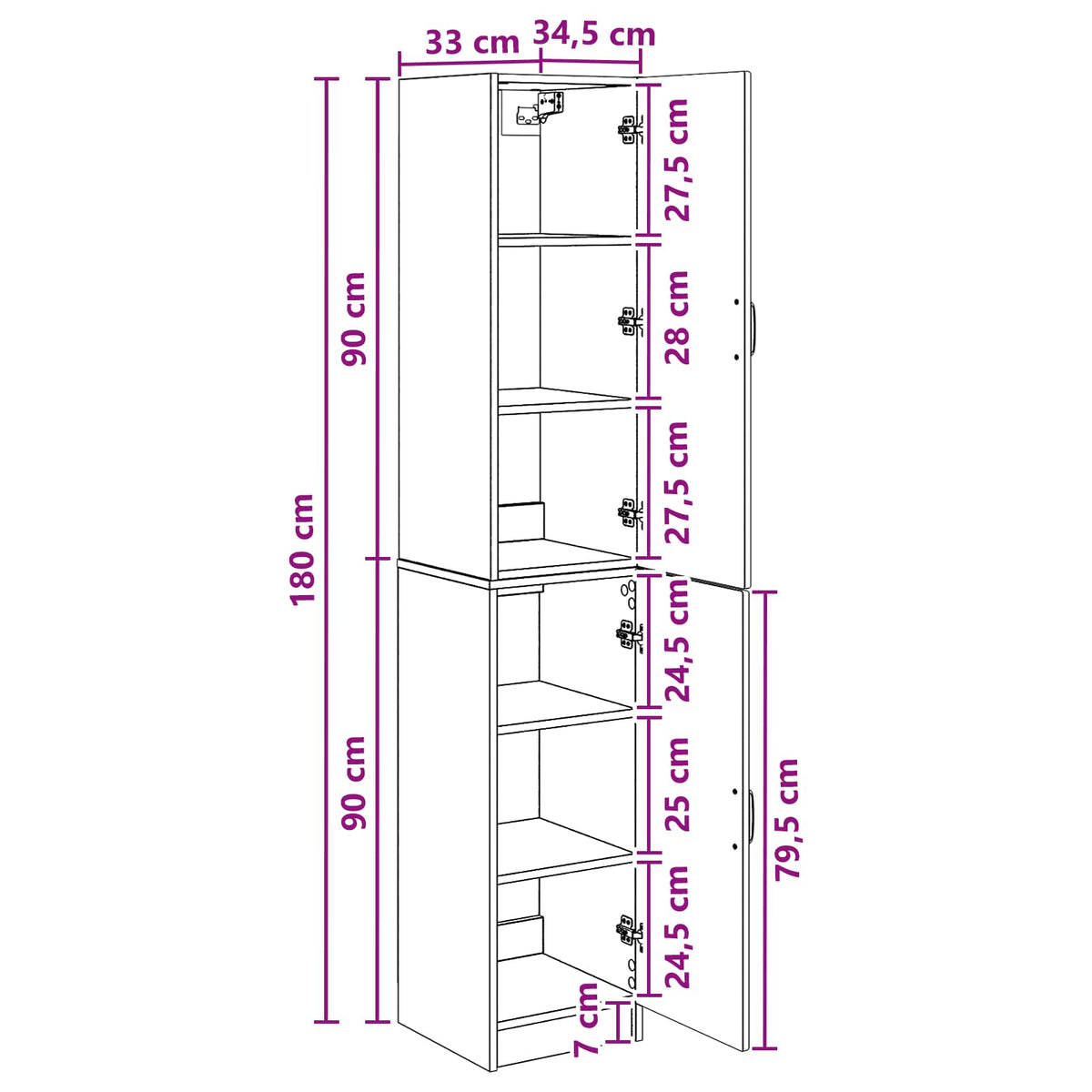 Set ormara 2 kom. Bijela visokog sjaja Konstruirano drvo 33 x 34,5 x 87 cm