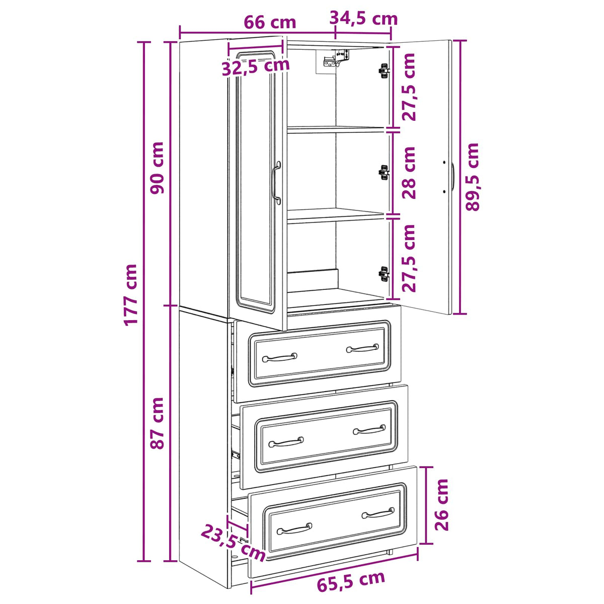 Set ormara 2 pcs Staro drvo 66 x 34,5 x 87 cm Konstruirano drvo