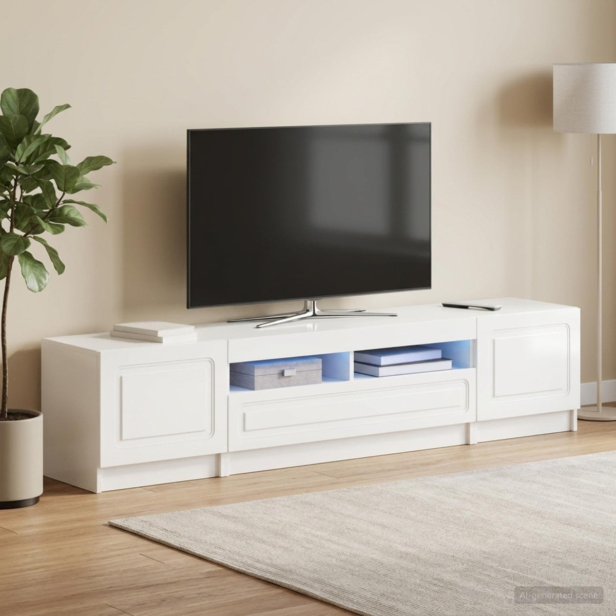 LED TV kabinet UTRECHT 3 kom. Bijela visokog sjaja 100 x 35 x 40 cm