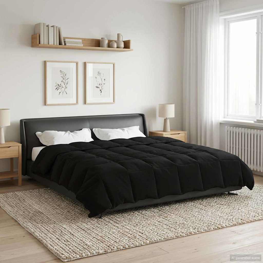Puni pokrivač za cijelu godinu Crna 200 x 220 cm Mikrovlakna