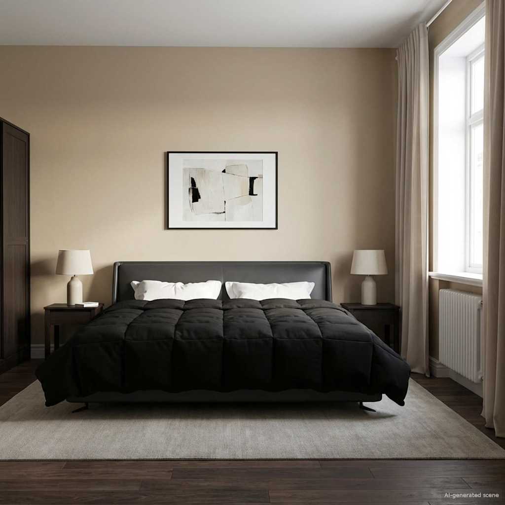 Puni pokrivač za cijelu godinu Crna 200 x 220 cm Mikrovlakna