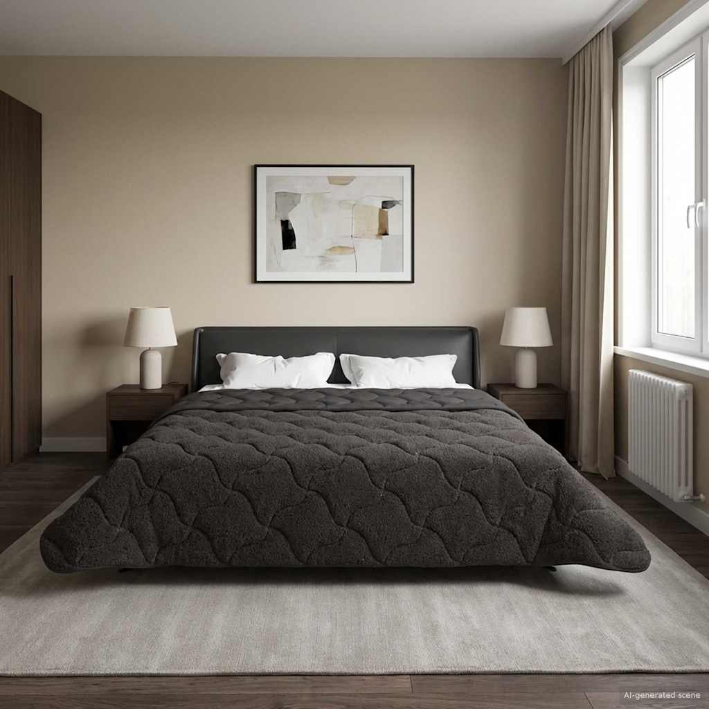 Ljetni pokrivač Antracit 200 x 220 cm Mikrofibra i teddy flis