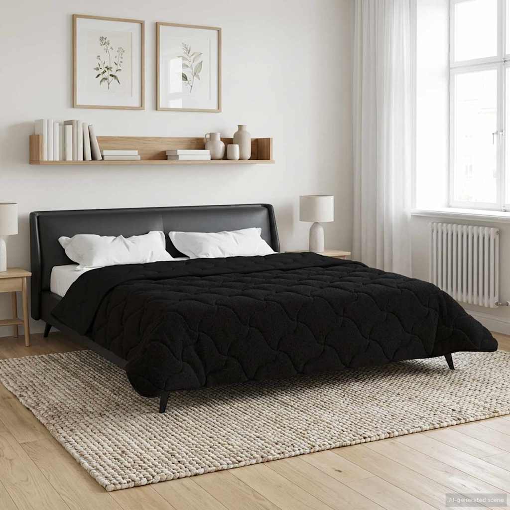 Ljetni pokrivač Crna 200 x 200 cm Mikrofibra i teddy flis