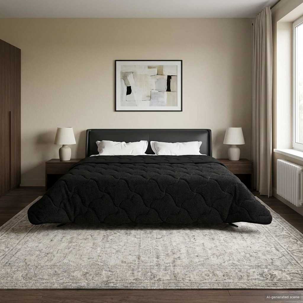 Ljetni pokrivač Crna 200 x 200 cm Mikrofibra i teddy flis