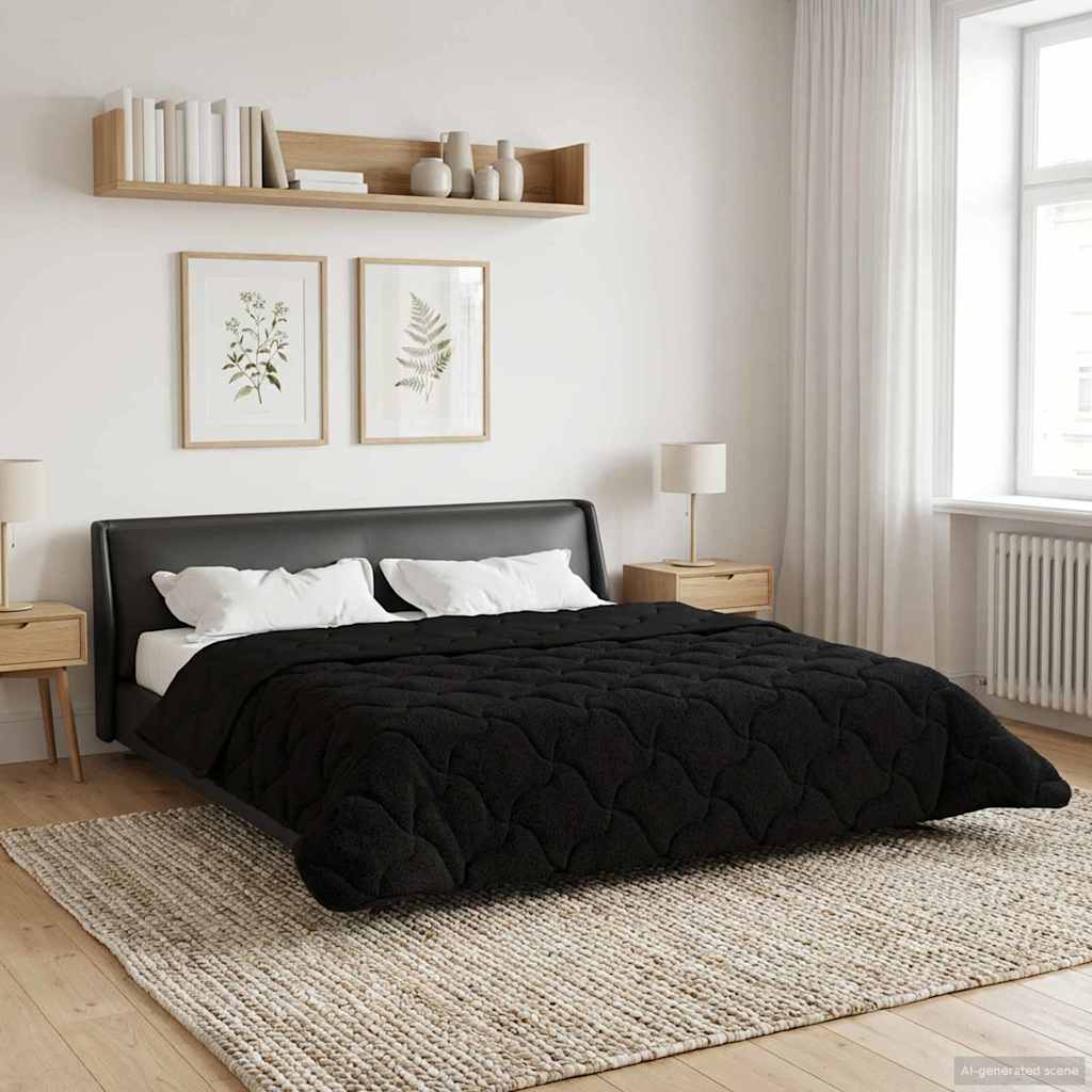 Ljetni pokrivač Crna 200 x 240 cm Mikrofibra i teddy flis