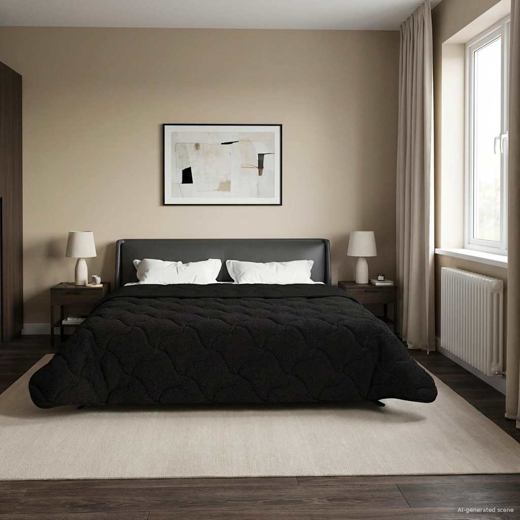 Ljetni pokrivač Crna 200 x 240 cm Mikrofibra i teddy flis