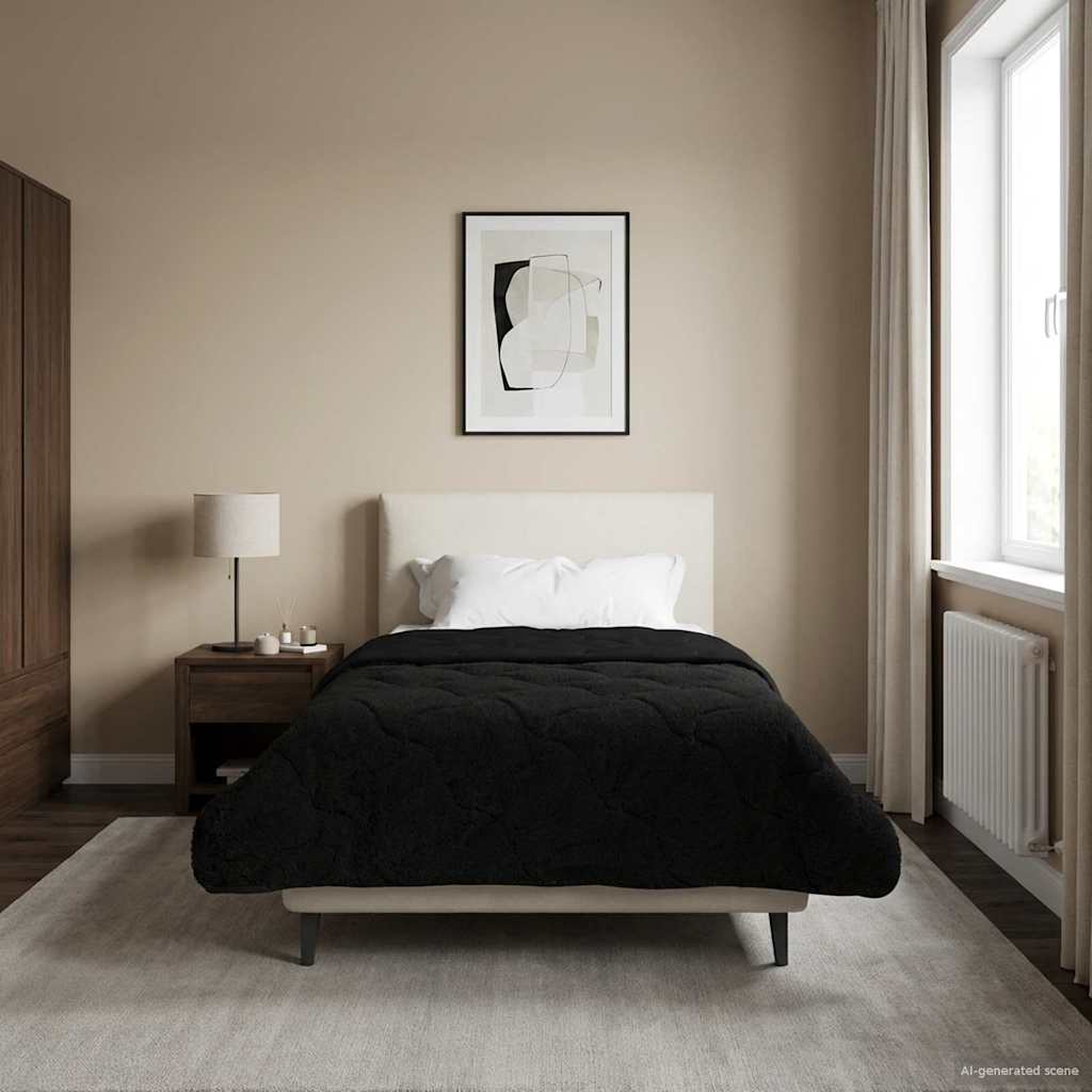 Ljetni pokrivač Crna 135 x 200 cm Mikrofibra i teddy flis
