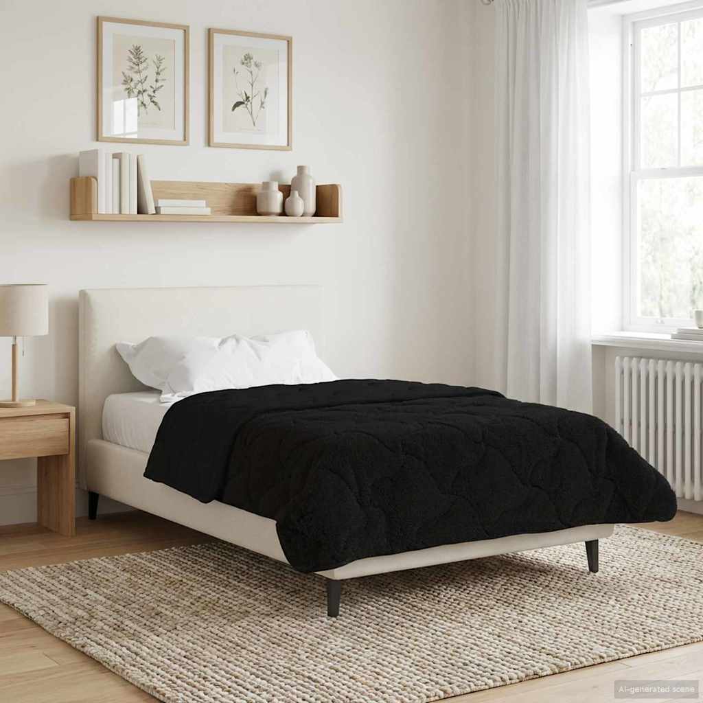 Ljetni pokrivač Crna 140 x 220 cm Mikrofibra i teddy flis
