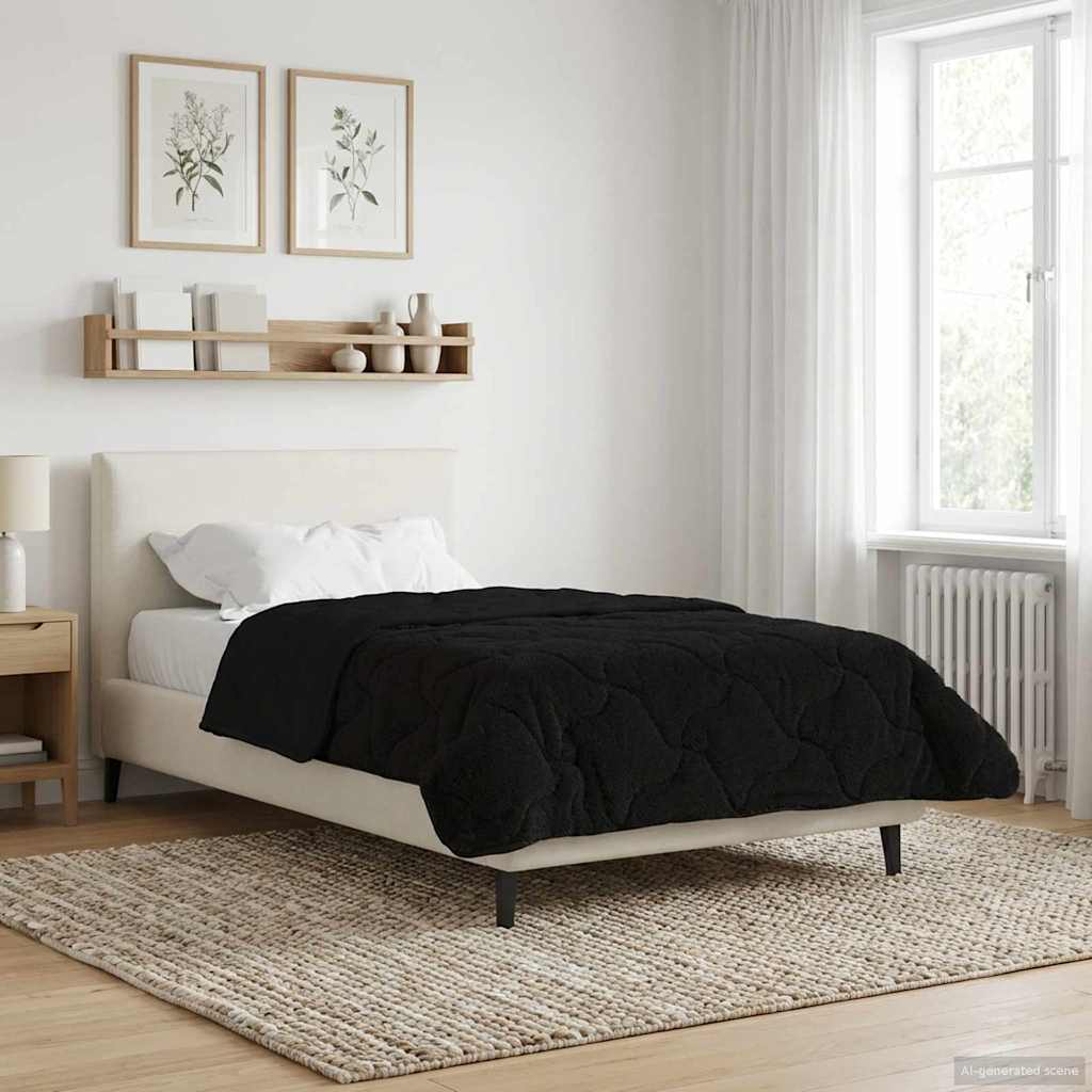 Ljetni pokrivač Crna 155 x 220 cm Mikrofibra i teddy flis