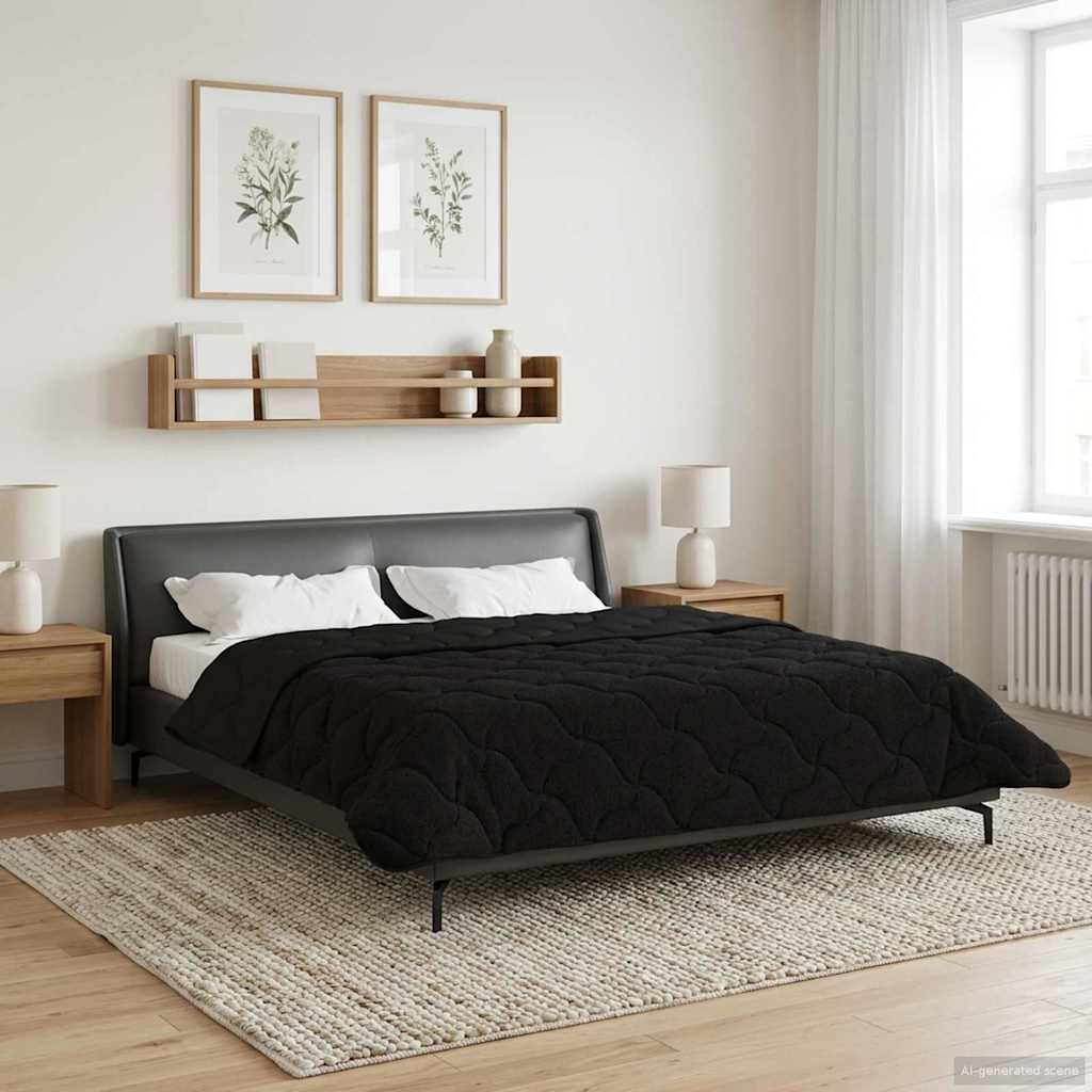 Ljetni pokrivač Crna 200 x 220 cm Mikrofibra i teddy flis