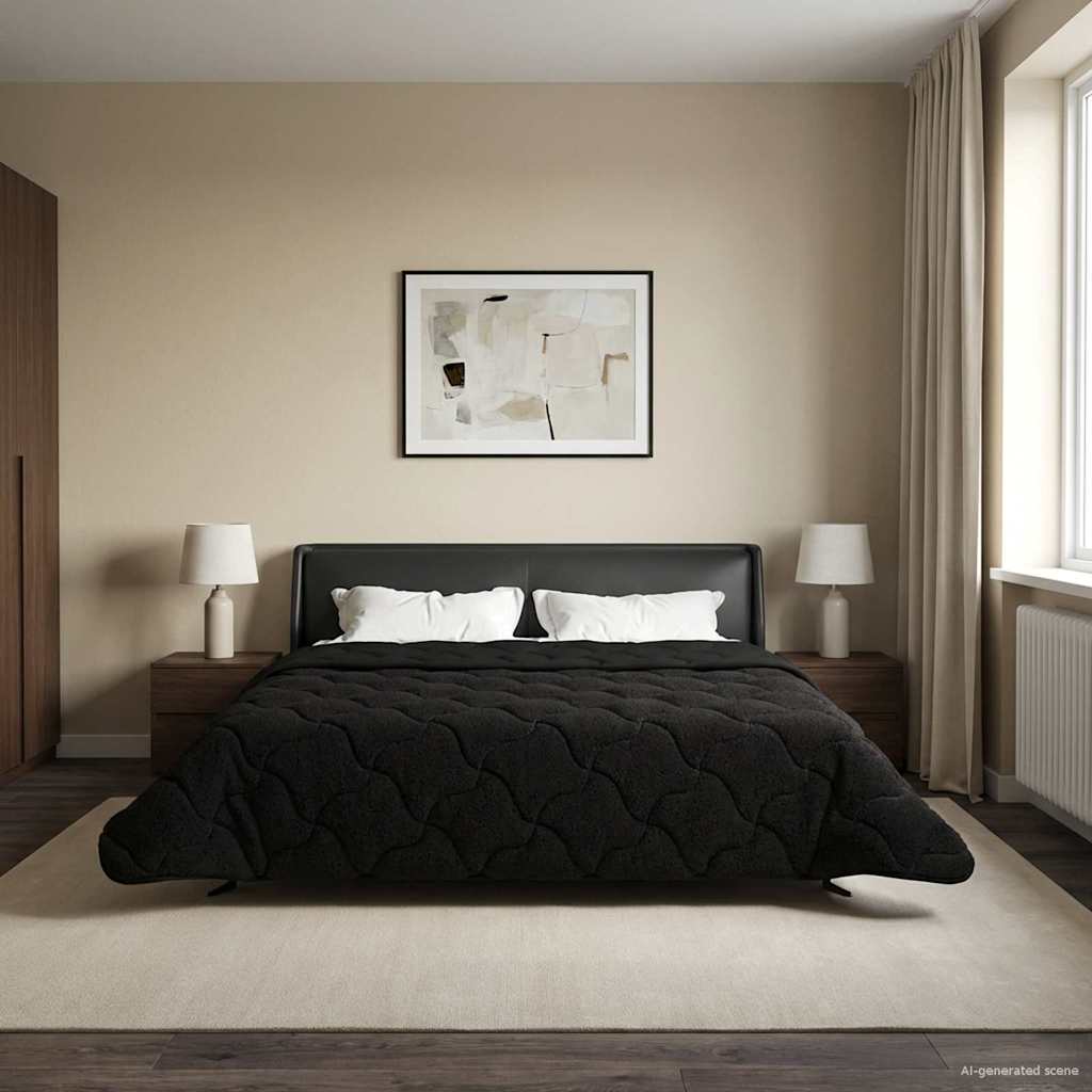 Ljetni pokrivač Crna 200 x 220 cm Mikrofibra i teddy flis