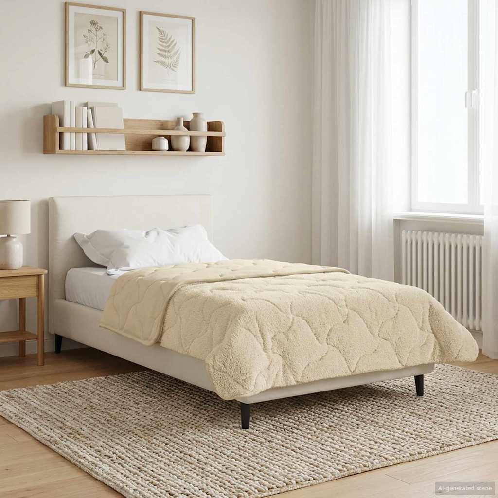 Ljetni pokrivač Krema 155 x 200 cm Mikrofibra i teddy flis