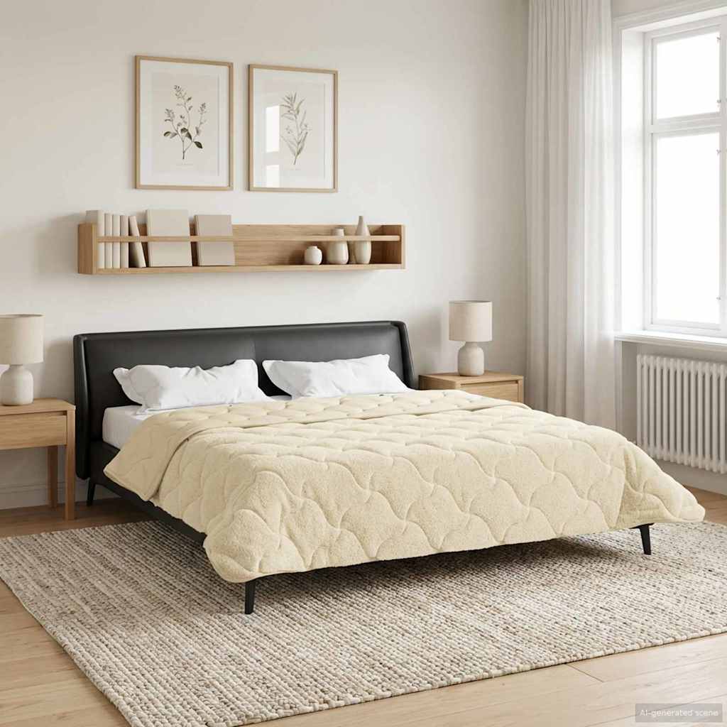 Ljetni pokrivač Krema 200 x 220 cm Mikrofibra i teddy flis