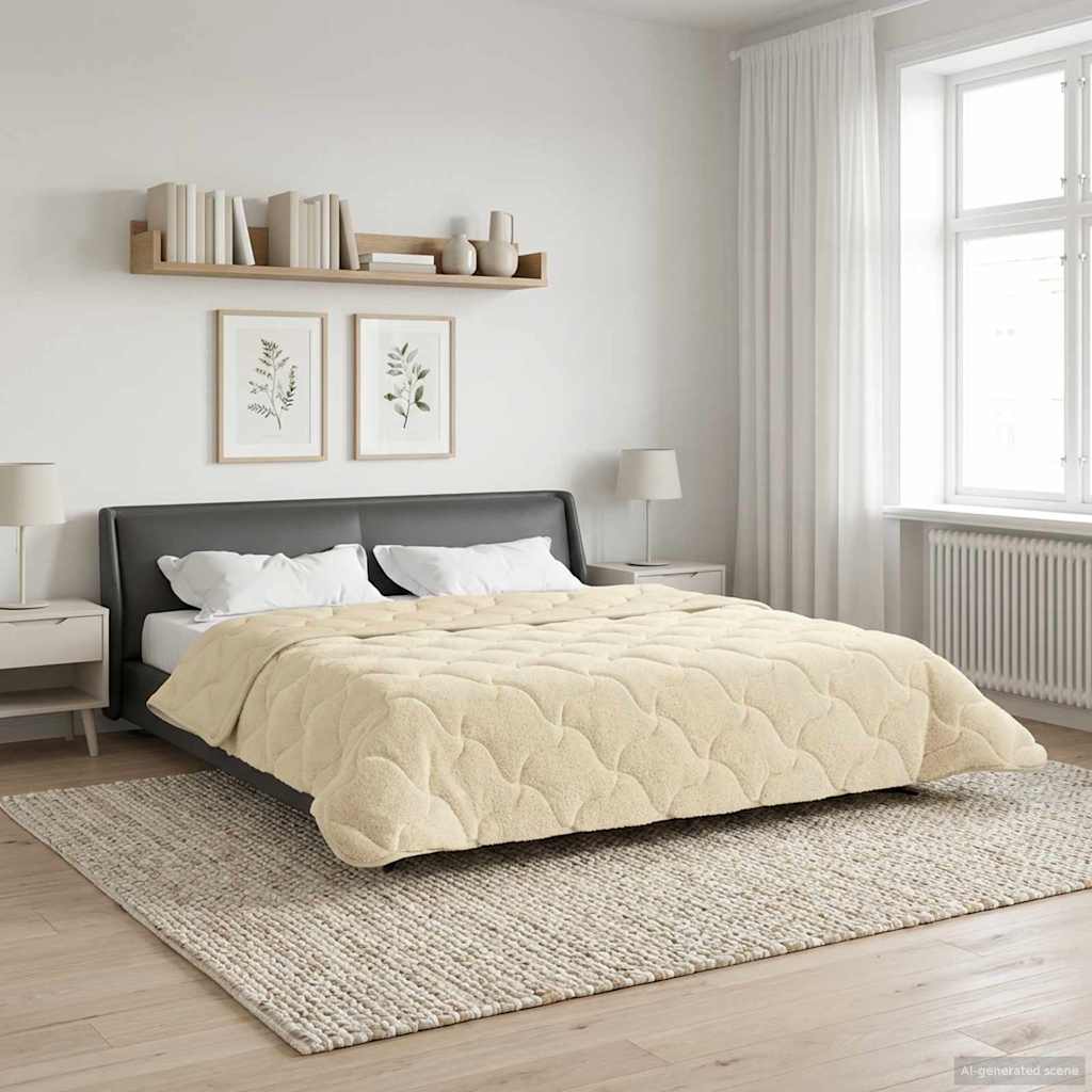 Ljetni pokrivač Krema 220 x 240 cm Mikrofibra i teddy flis