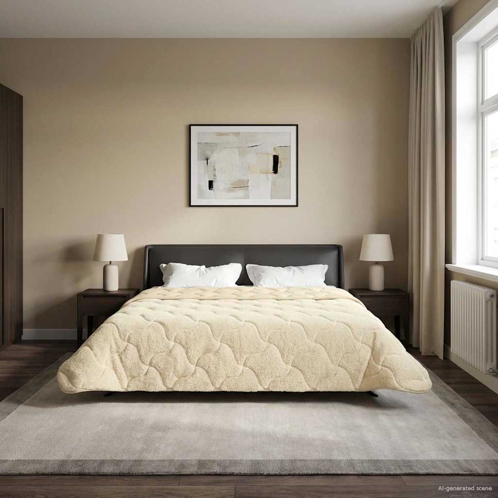 Ljetni pokrivač Krema 220 x 240 cm Mikrofibra i teddy flis