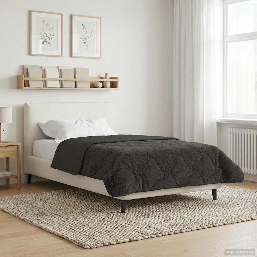 Zimska pokrivača Antracit 140 x 220 cm Mikrofibra i teddy flis