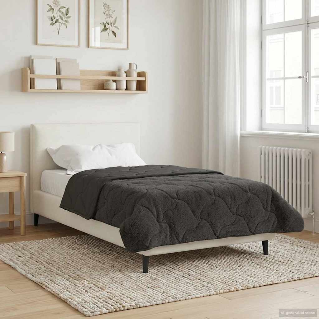Zimska pokrivača Antracit 140 x 220 cm Mikrofibra i teddy flis