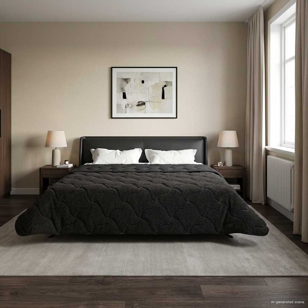 Zimska pokrivača Antracit 200 x 220 cm Mikrofibra i teddy flis