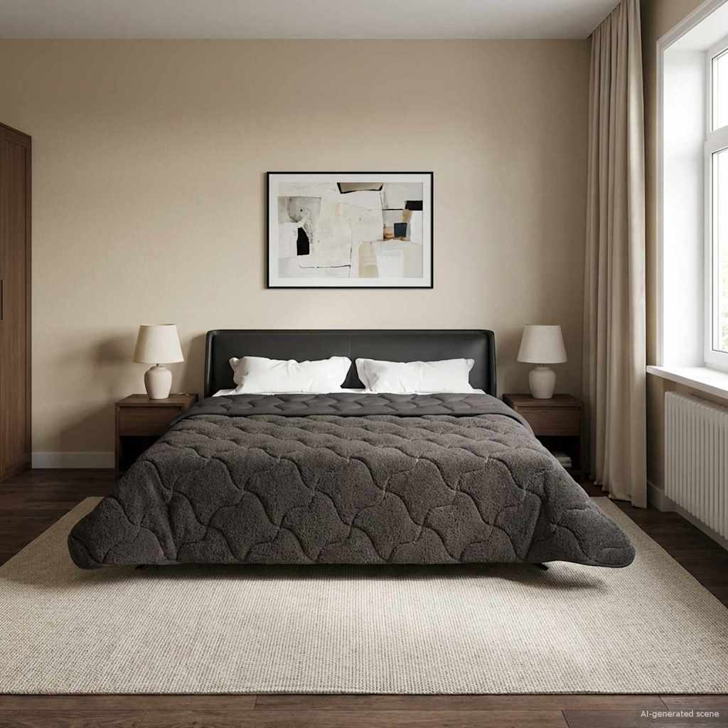 Zimska pokrivača Antracit Mikrofibra i teddy flis 240 x 220 cm