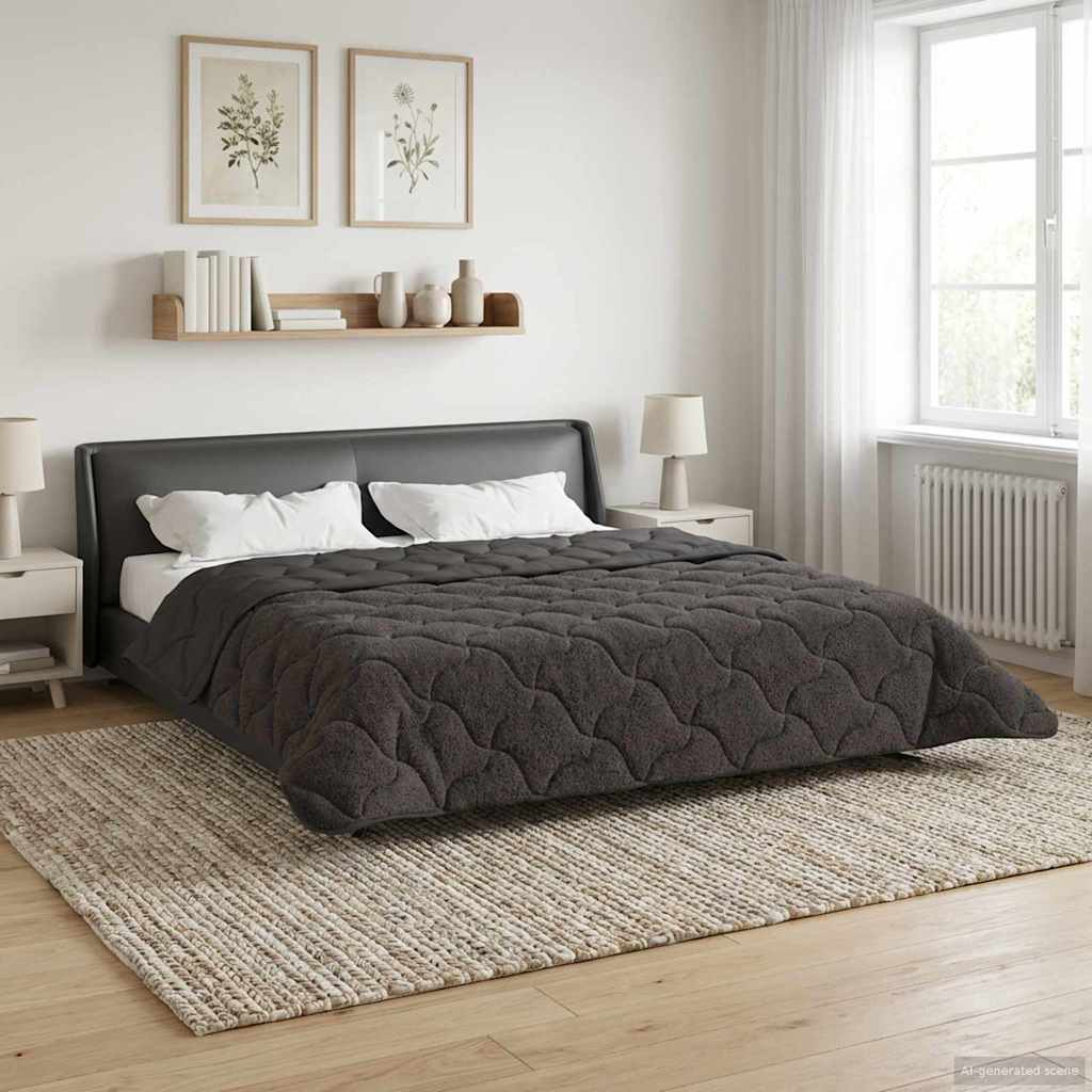 Zimska pokrivača Antracit 240 x 260 cm Mikrofibra i teddy flis
