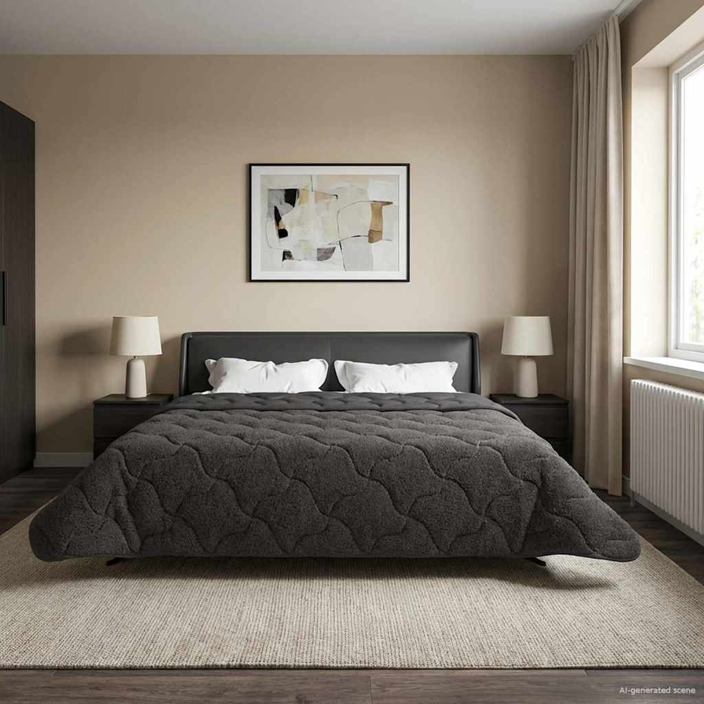 Zimska pokrivača Antracit 240 x 260 cm Mikrofibra i teddy flis