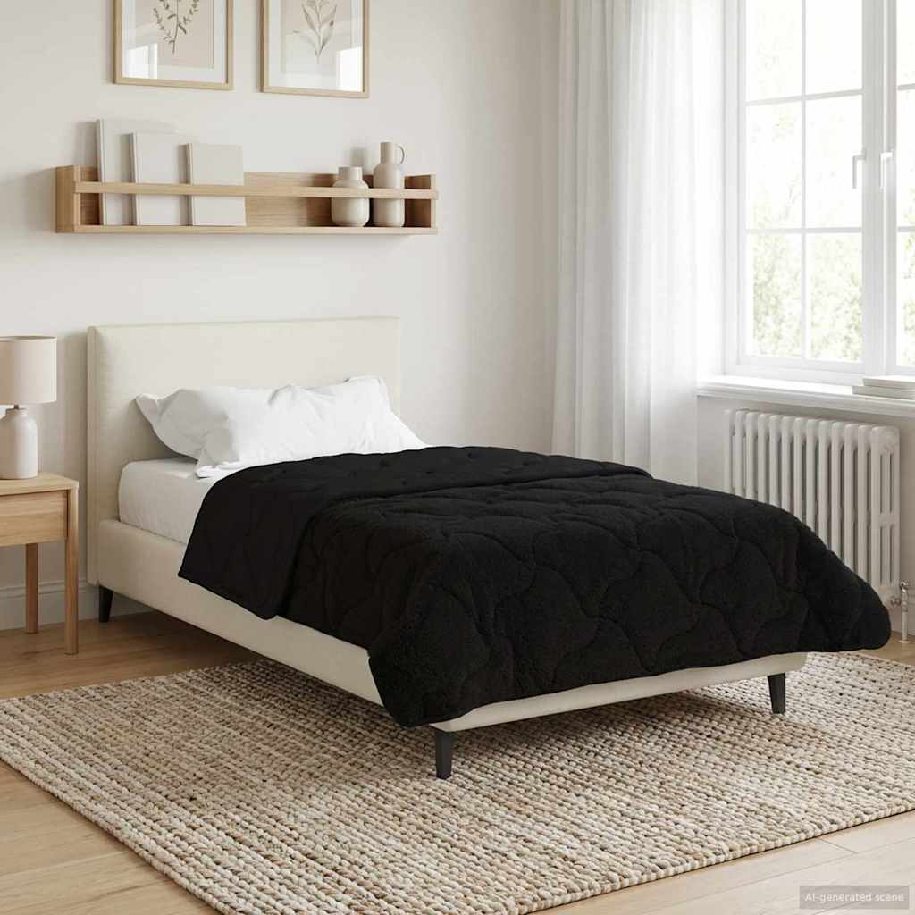Zimska pokrivača Crna 140 x 220 cm Mikrofibra i teddy flis