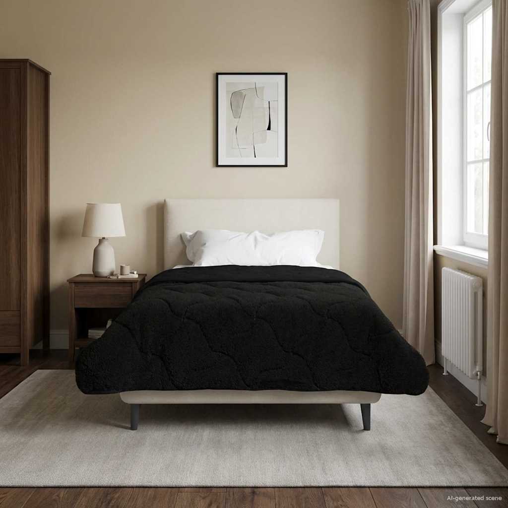 Zimska pokrivača Crna 140 x 220 cm Mikrofibra i teddy flis