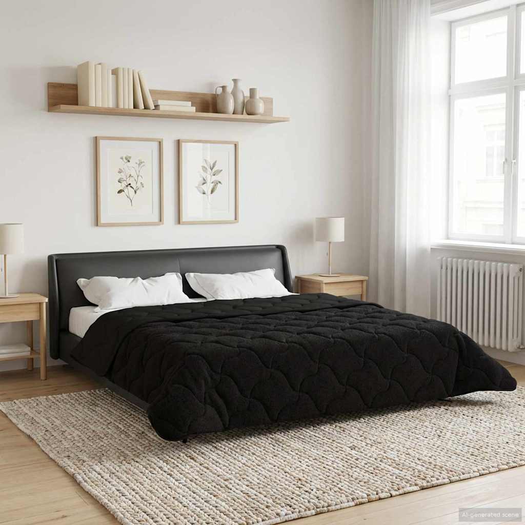 Zimska pokrivača Crna 200 x 200 cm Mikrofibra i teddy flis