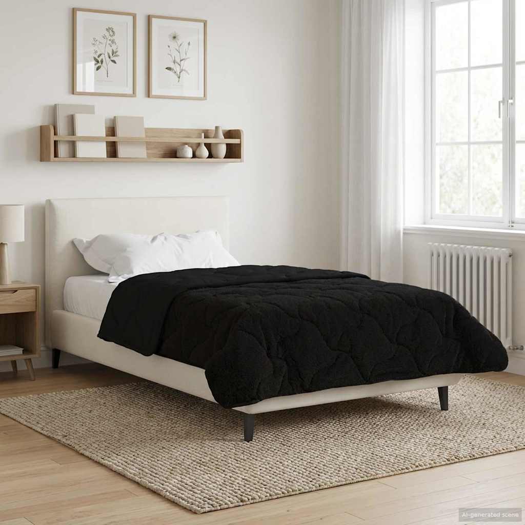 Zimska pokrivača Crna 155 x 220 cm Mikrofibra i teddy flis