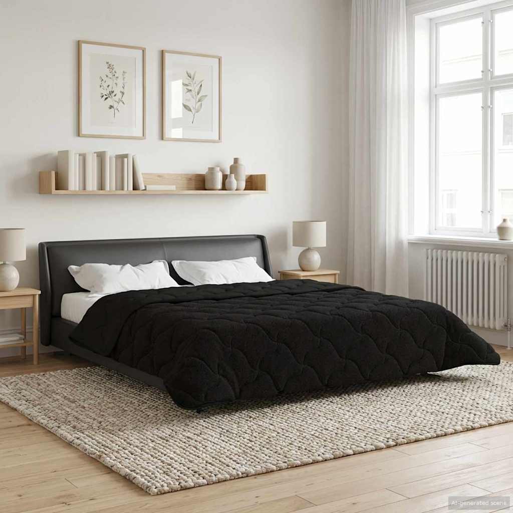 Zimska pokrivača Crna 220 x 240 cm Mikrofibra i teddy flis