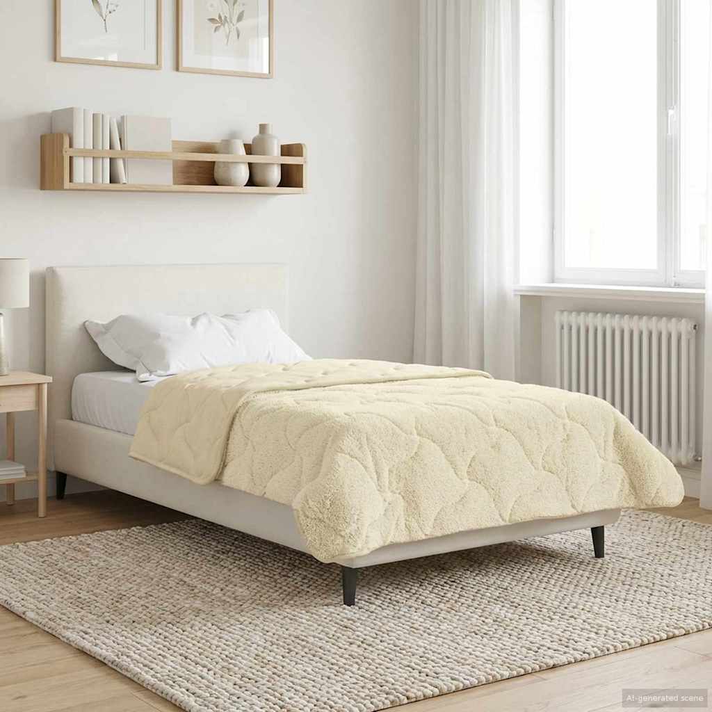 Zimska pokrivača Krema 140 x 220 cm Mikrofibra i teddy flis
