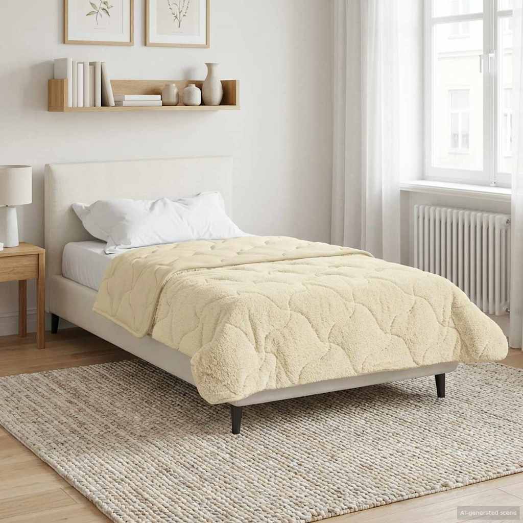 Zimska pokrivača Krema 155 x 220 cm Mikrofibra i teddy flis