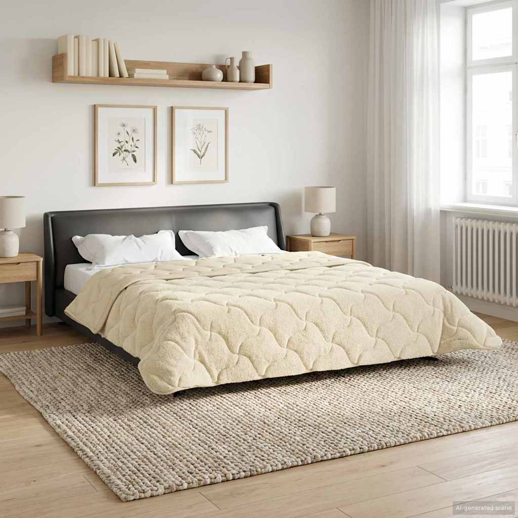 Zimska pokrivača Krema 200 x 220 cm Mikrofibra i teddy flis