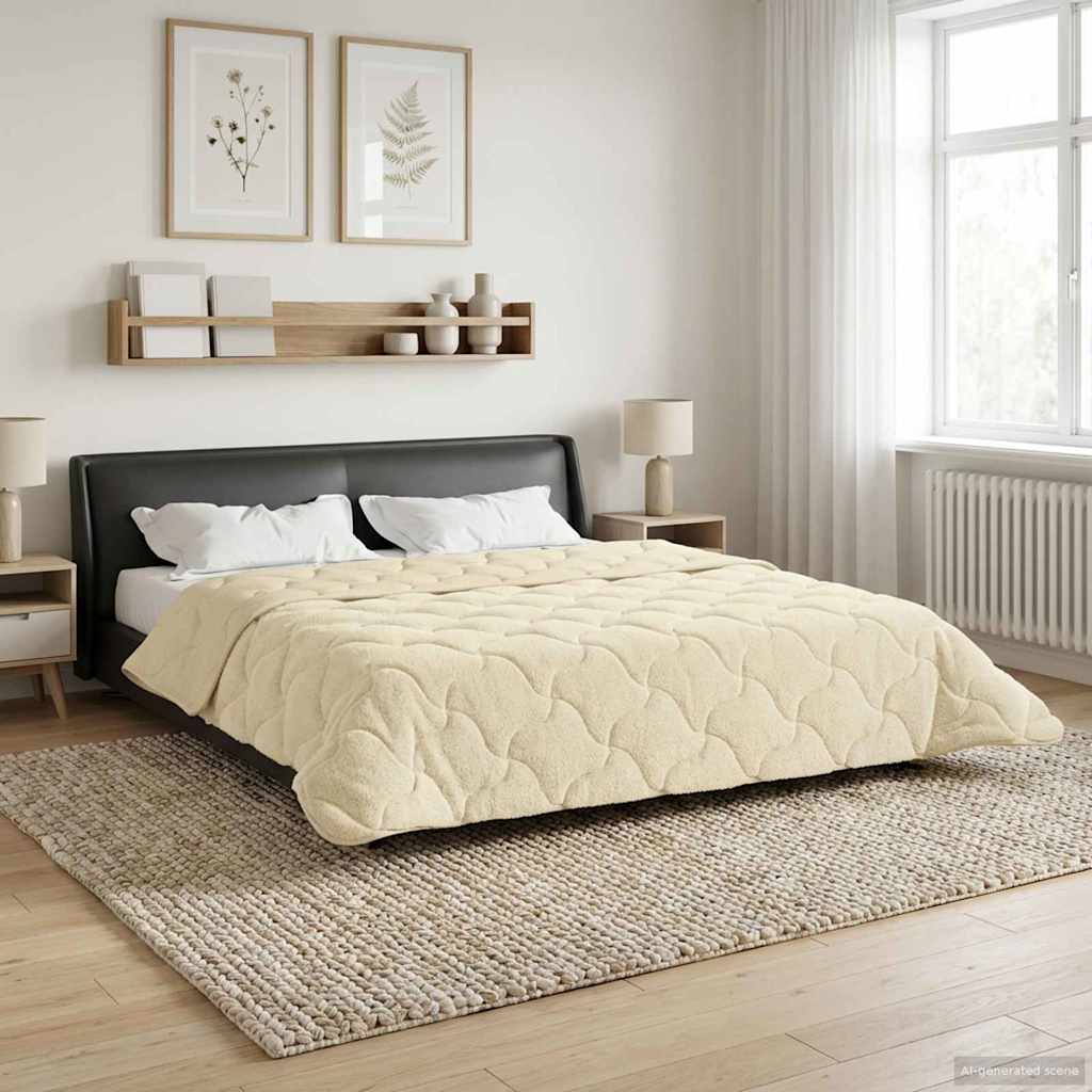 Zimska pokrivača Krema 240 x 260 cm Mikrofibra i teddy flis