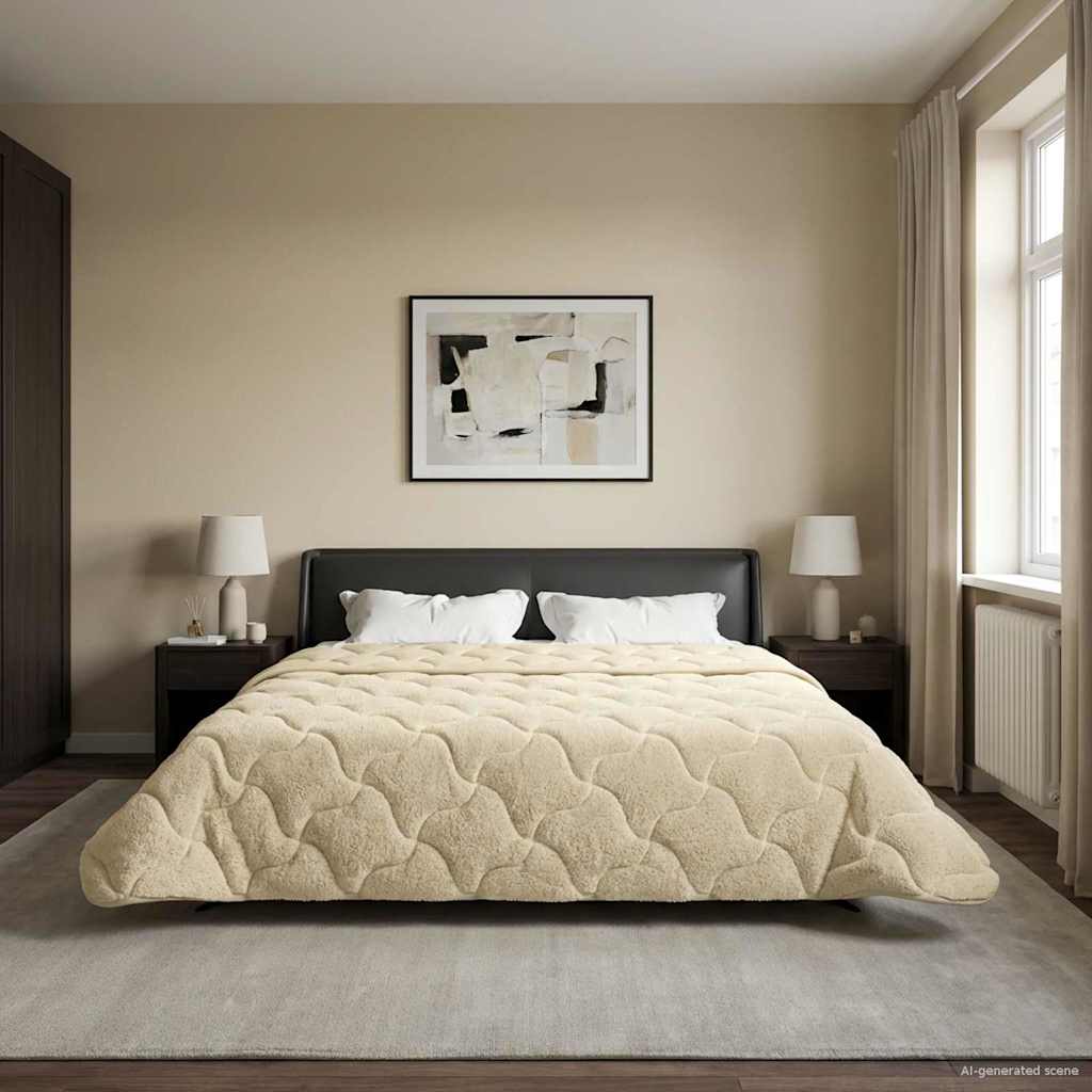 Zimska pokrivača Krema 240 x 260 cm Mikrofibra i teddy flis