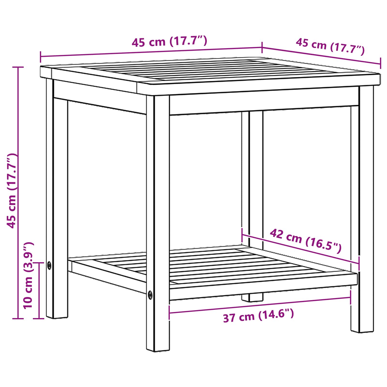 Bocni stol Prirodna nafta 45 x 45 x 45 cm Čvrsto drvo akacije