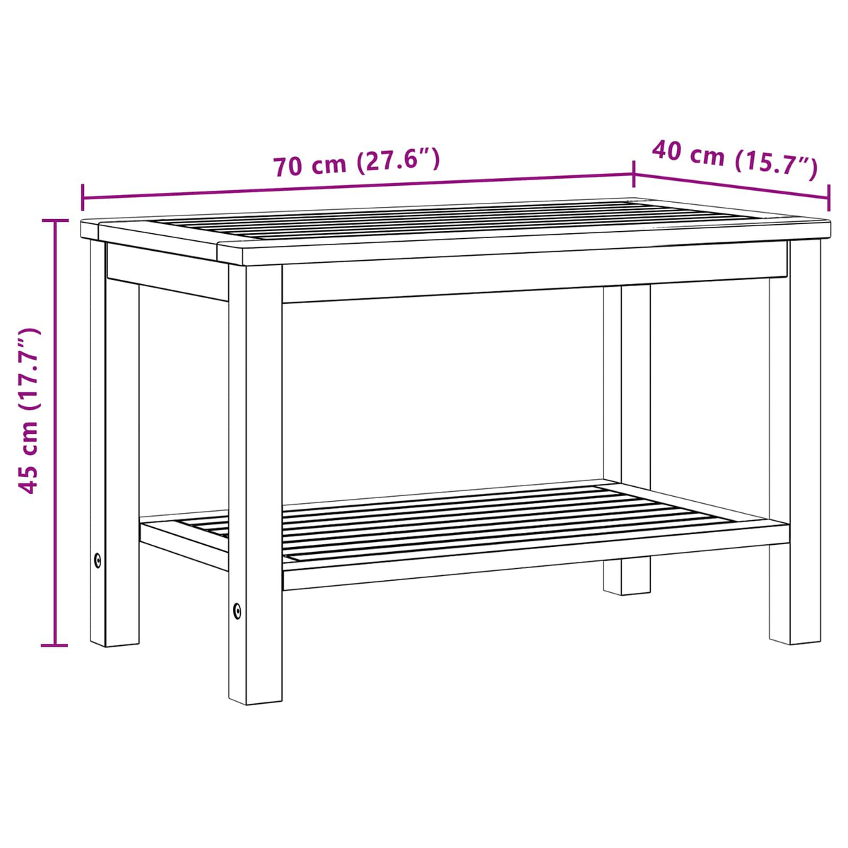 Bocni stol Prirodna nafta 70 x 40 x 45 cm Čvrsto drvo akacije