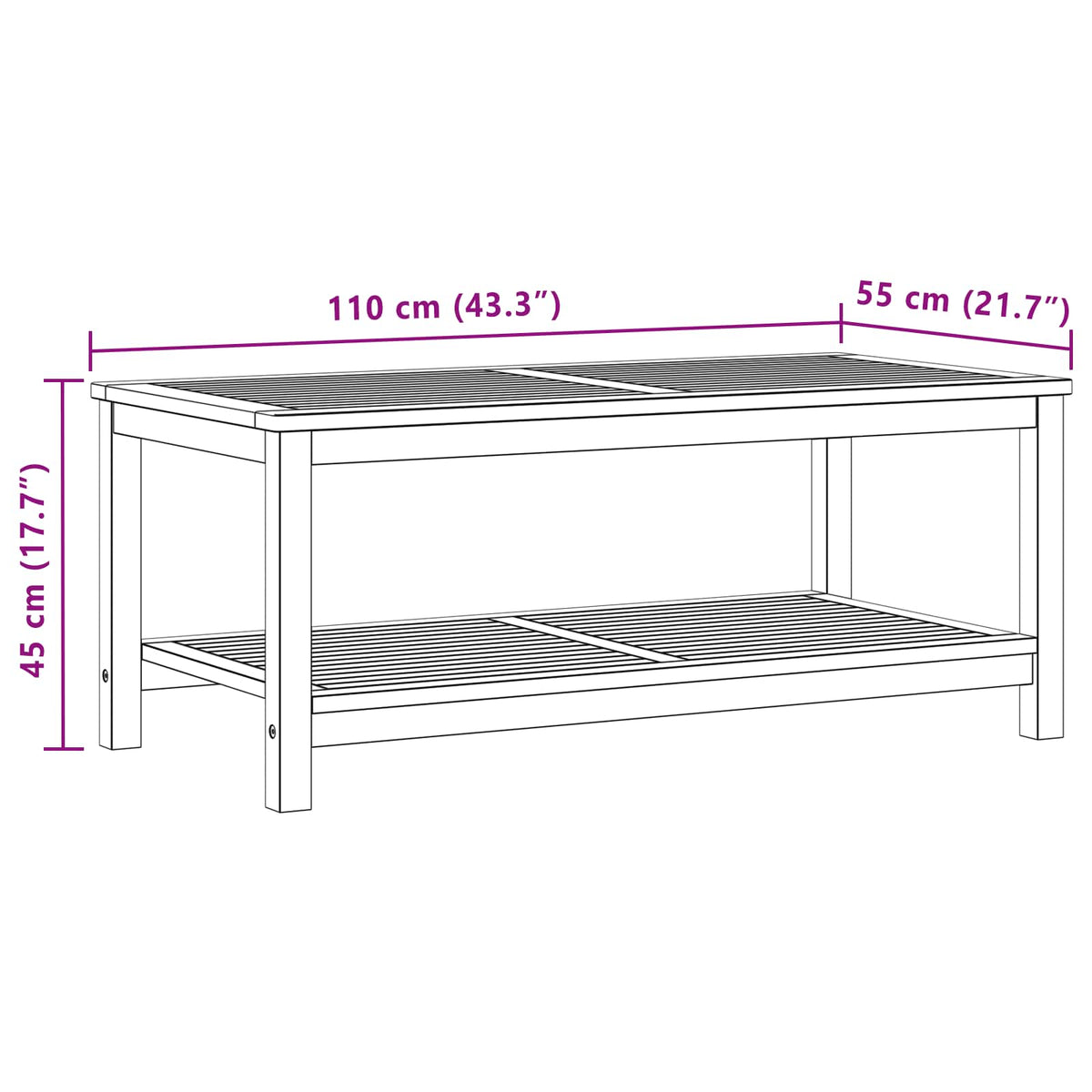 Bocni stol Prirodna nafta 110 x 55 x 45 cm Čvrsto drvo akacije
