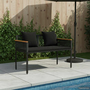 Vanjska klupa s jastukom Crna 117 x 54 x 74.5 cm poliratan