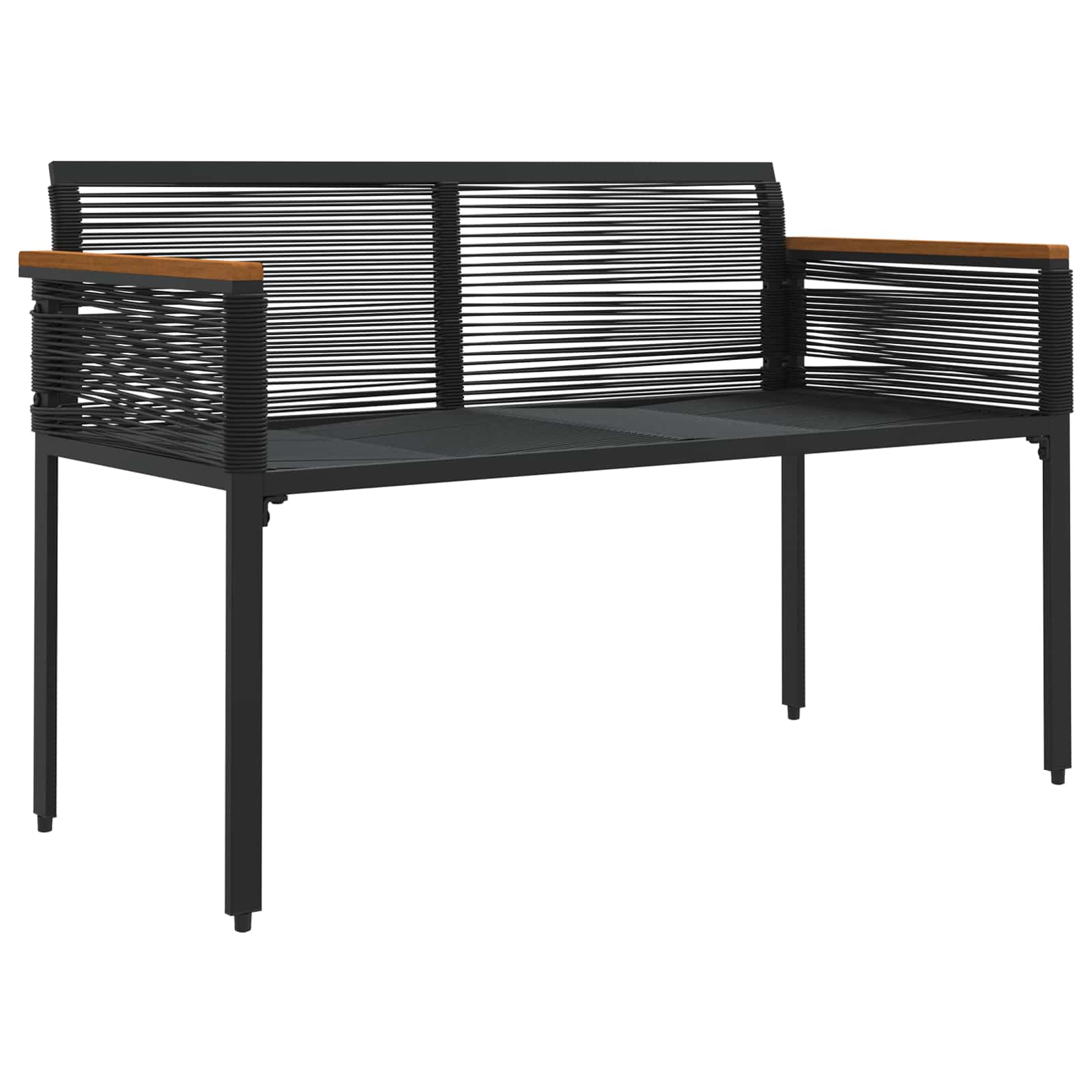 Vanjska klupa s jastukom Crna 117 x 54 x 74.5 cm poliratan