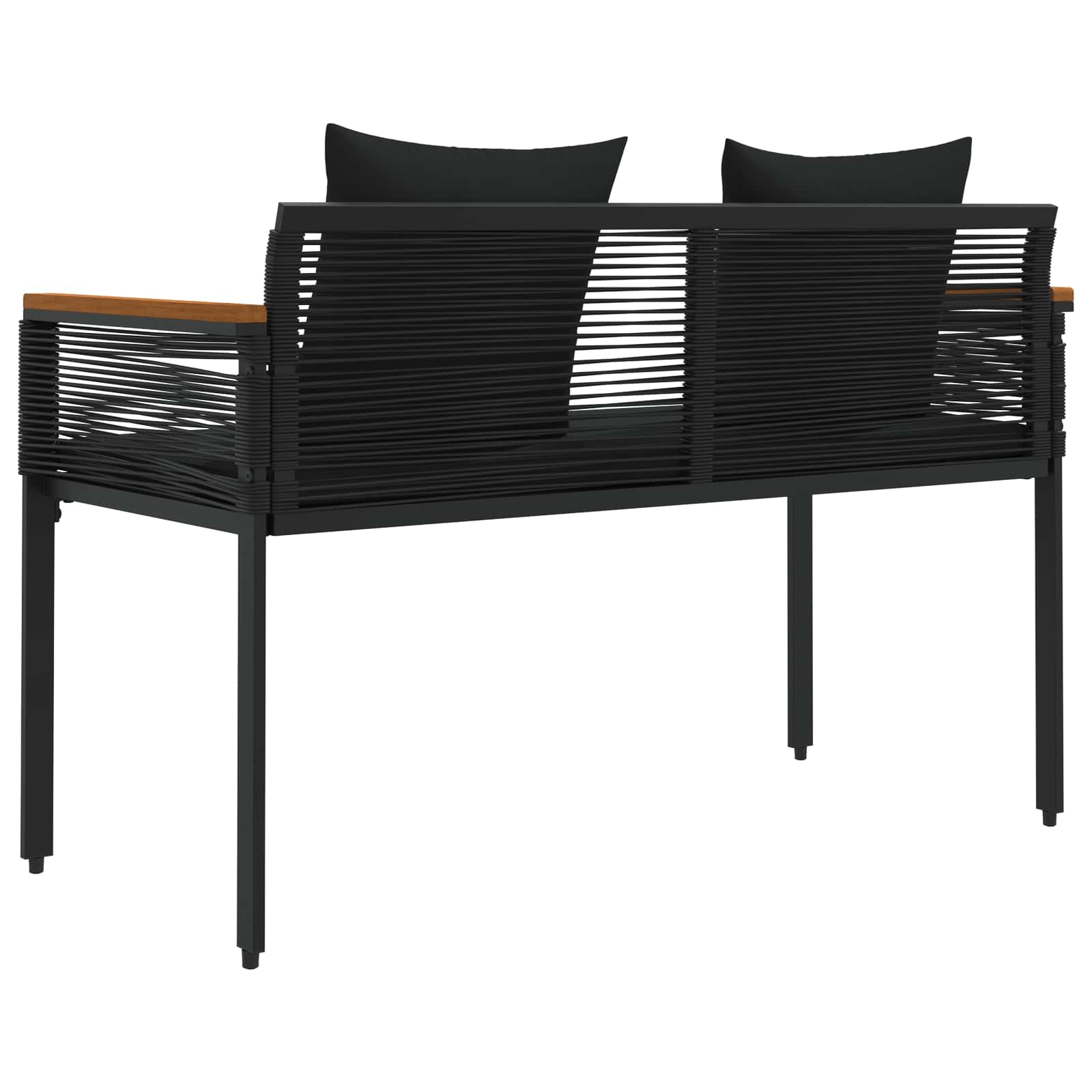 Vanjska klupa s jastukom Crna 117 x 54 x 74.5 cm poliratan