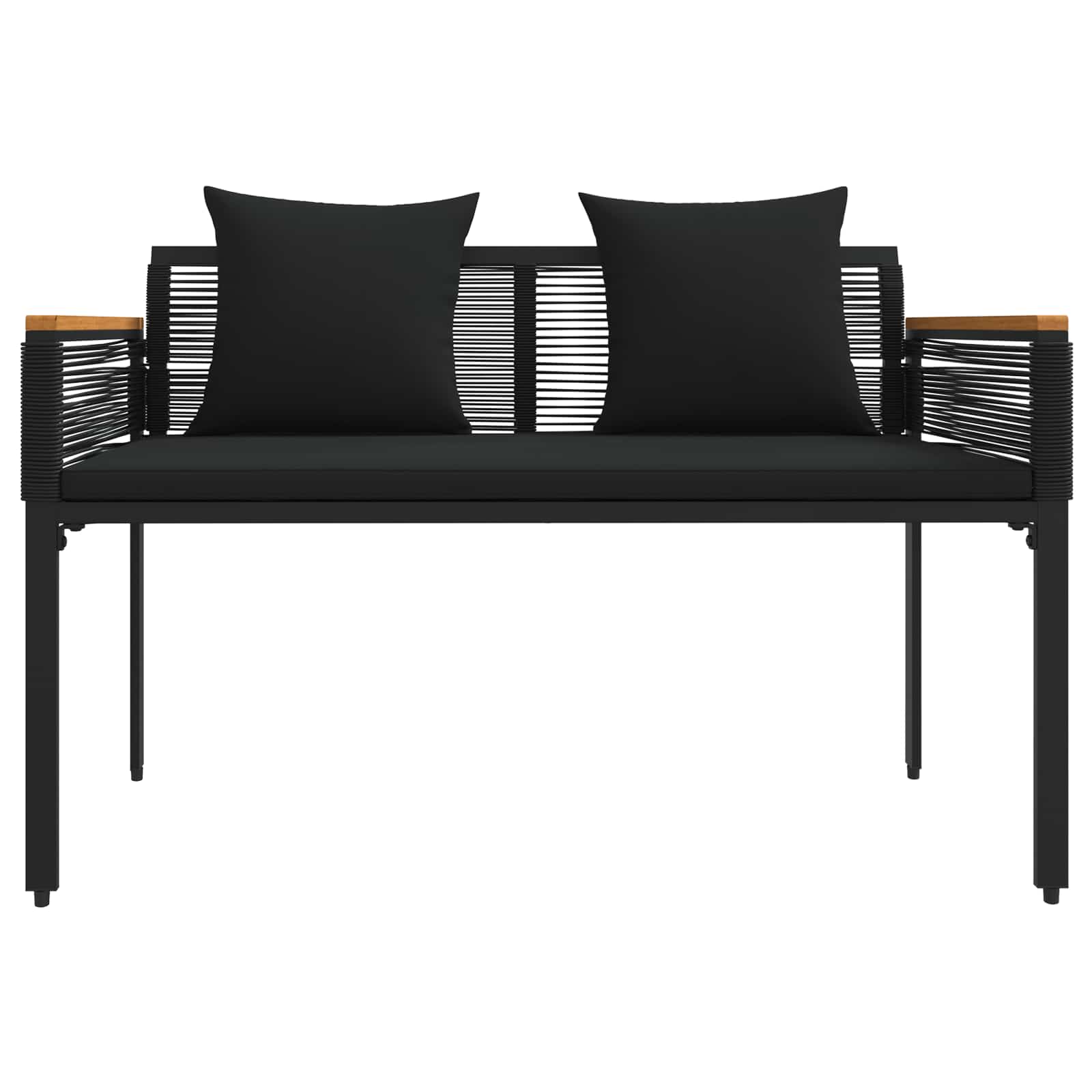 Vanjska klupa s jastukom Crna 117 x 54 x 74.5 cm poliratan