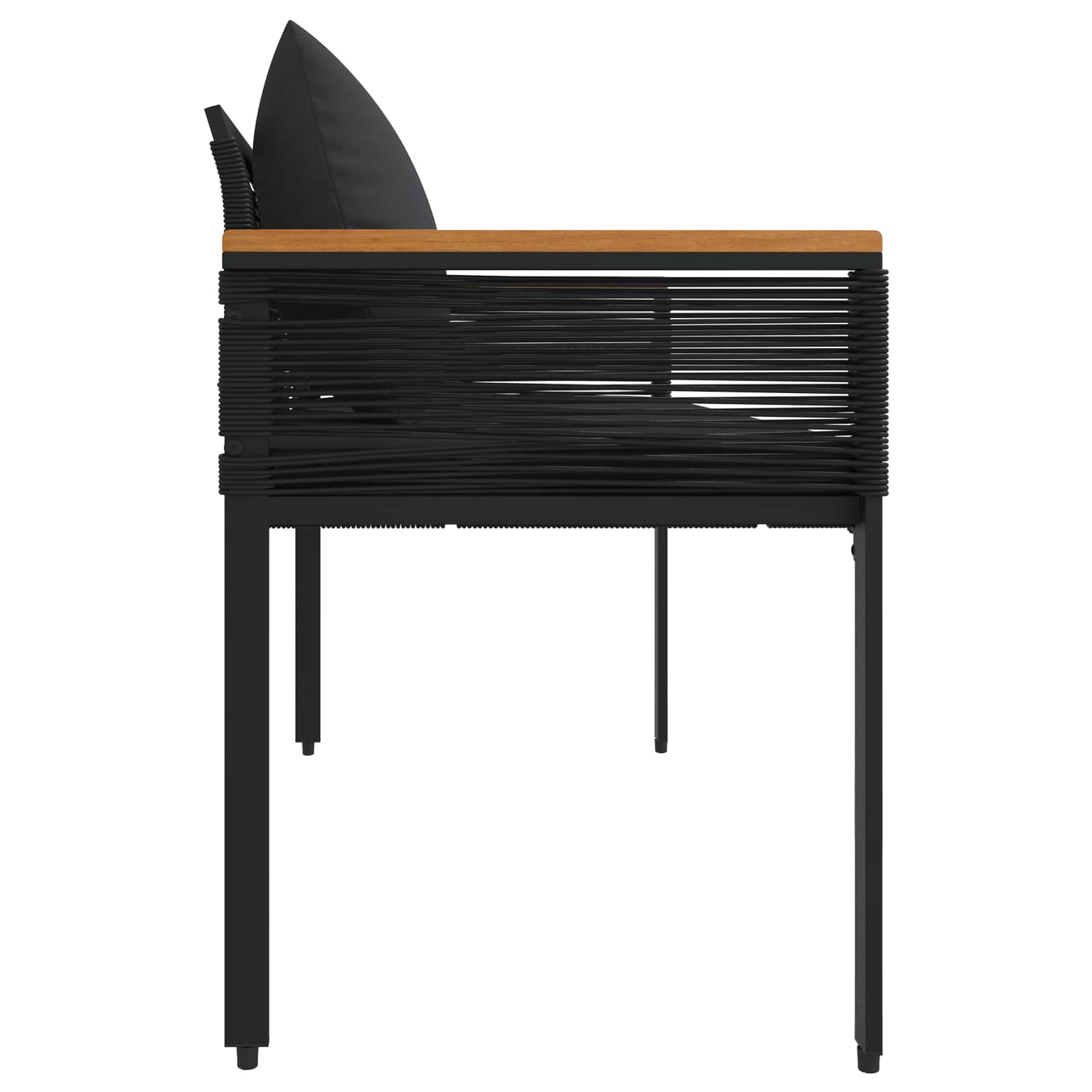 Vanjska klupa s jastukom Crna 117 x 54 x 74.5 cm poliratan