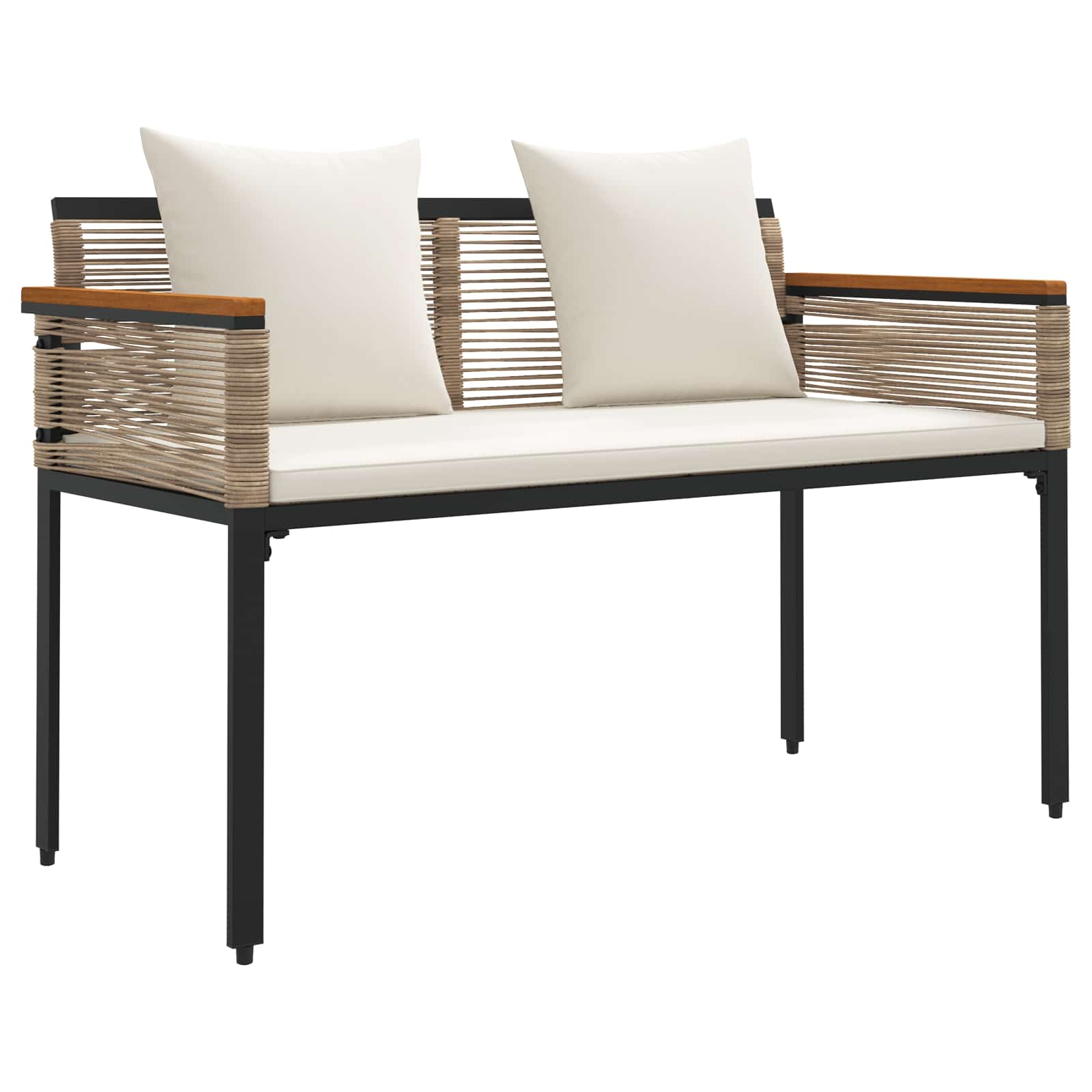 Vanjska klupa Bež i krem bijela 117 x 54 x 74.5 cm poliratan