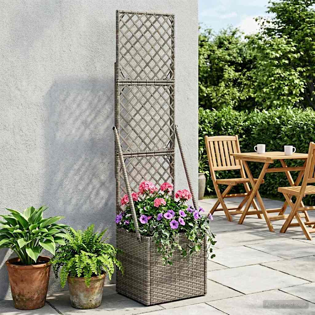 Vrtni saksija s rešetkom Siva 35 x 30 x 135 cm poliratan